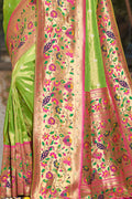 Lime Green Paithani Saree