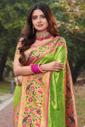 Lime Green Paithani Saree