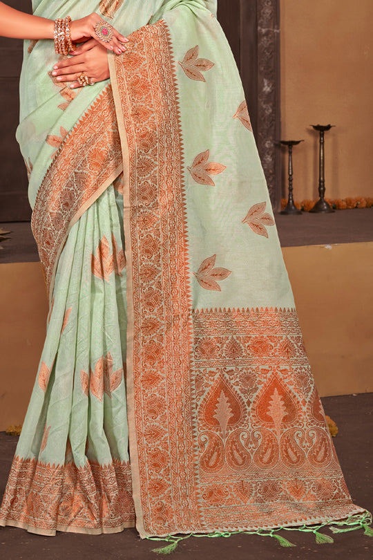 Mint Green South cotton Saree