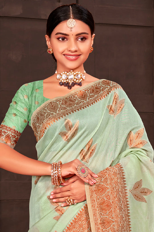 Mint Green South cotton Saree