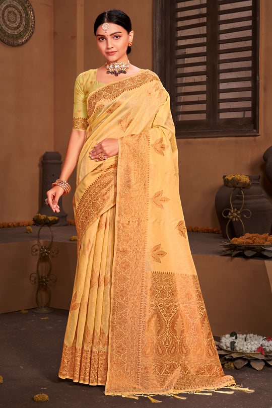 Lemon Yellow South cotton Saree