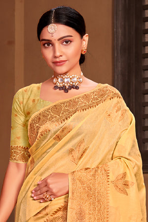 Lemon Yellow South cotton Saree
