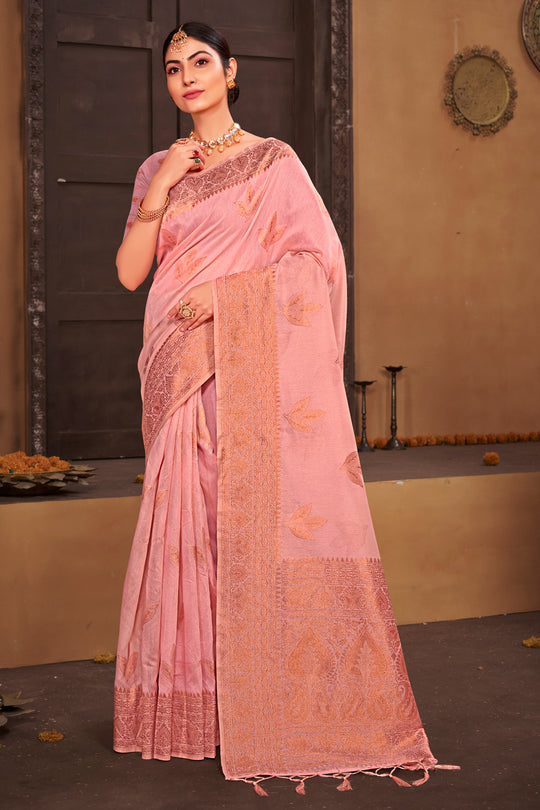 Cantaloupe Peach South Cotton Saree