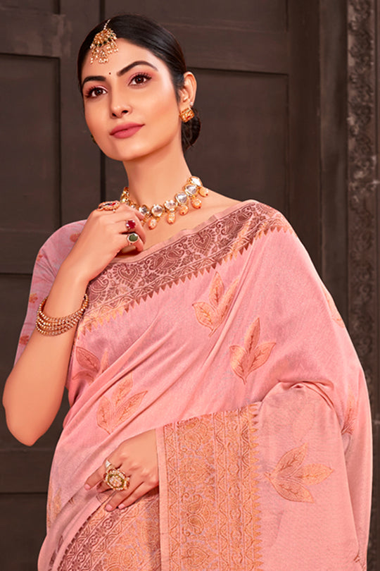 Cantaloupe Peach South Cotton Saree