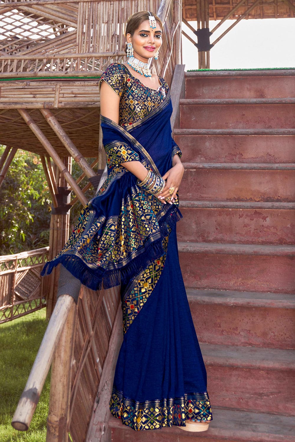 Buy Designer South Indian Style Yellow Banarasi Silk Saree Online From  Wholesalez.