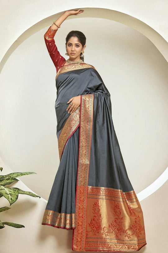 South Silk Saree Anchor Grey South Silk Saree saree online