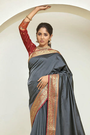 Anchor Grey South Silk Saree