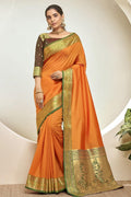 South Silk Saree Apricot Orange South Silk Saree saree online