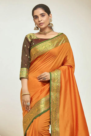 Apricot Orange South Silk Saree