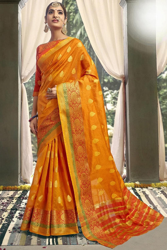 Apricot Orange South Silk Saree