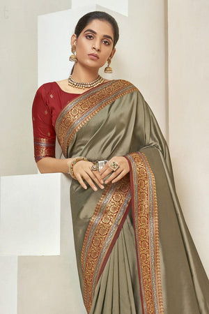 South Silk Saree Artichoke Green South Silk Saree saree online