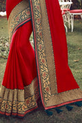 South Silk Saree Beautiful Crimson Red Zari Woven South Silk Saree saree online