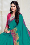 Beautiful Ocean Blue Woven South Silk Saree