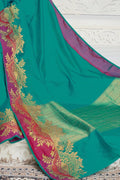 Beautiful Ocean Blue Woven South Silk Saree
