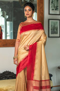 South Silk Saree Beige Red South Silk Saree saree online