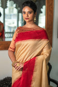 South Silk Saree Beige Red South Silk Saree saree online