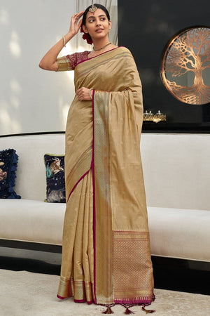 Biscoff Beige South Silk Saree