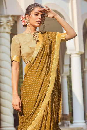 Biscotti Cream South Silk Saree