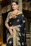 South Silk Saree Black Zari Woven Beautiful South Silk Saree saree online