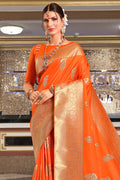 orange south silk saree