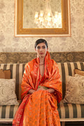 Blaze Orange Zari Banarasi Saree