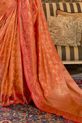 Blaze Orange Zari Banarasi Saree