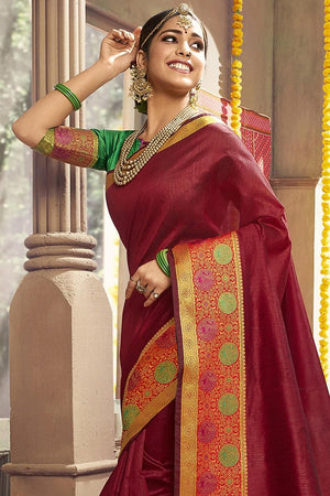 Blood Red South Silk Saree