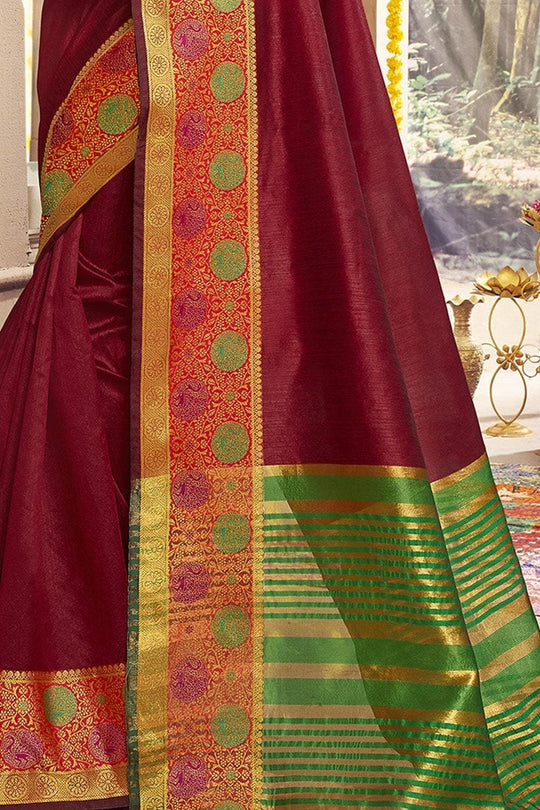 Blood Red South Silk Saree