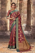 South Silk Saree Brick Brown Zari Woven Beautiful South Silk Saree saree online