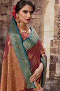 South Silk Saree Brick Brown Zari Woven Beautiful South Silk Saree saree online