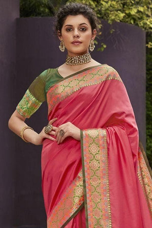Brick Pink South Silk Saree