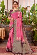 pink silk saree