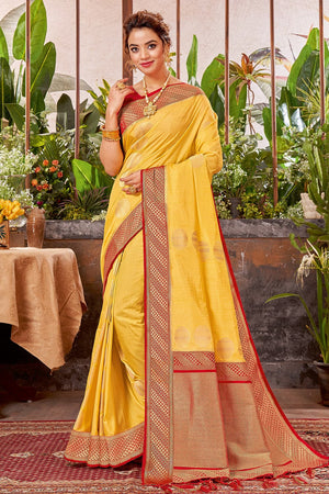 Cadmium Yellow South Silk Saree