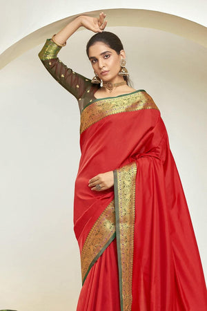 South Silk Saree Candy Red South Silk Saree saree online
