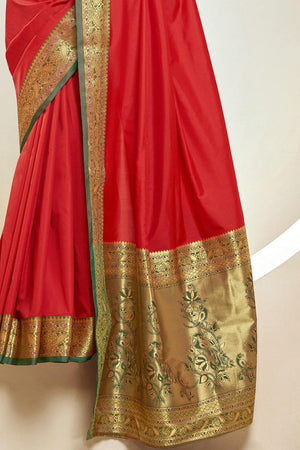 South Silk Saree Candy Red South Silk Saree saree online