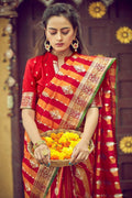 South Silk Saree Candy Red South Silk Saree saree online