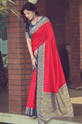 Carmine Red South Silk Saree