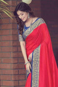 Carmine Red South Silk Saree
