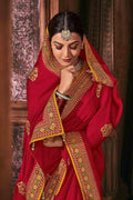 South Silk Saree Carmine Red South Silk Saree saree online
