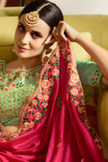 South Silk Saree Cerise Pink Zari Woven Beautiful South Silk Saree With Embroidered Blouse saree online