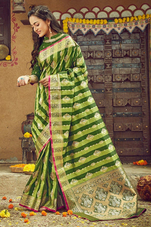 Chartreuse Green South Silk Saree