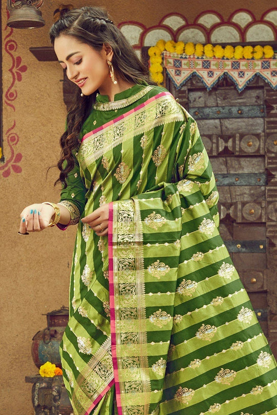 South Silk Saree Chartreuse Green South Silk Saree saree online