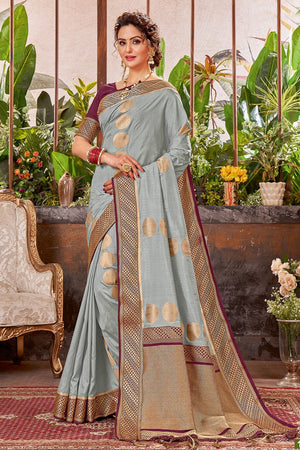 Chateau Grey South Silk Saree