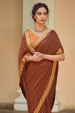Cinnaman Brown South Silk Saree