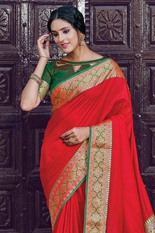 Crimson Red South Silk Saree