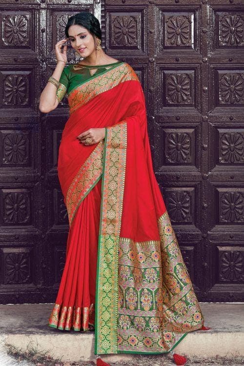 Crimson Red South Silk Saree
