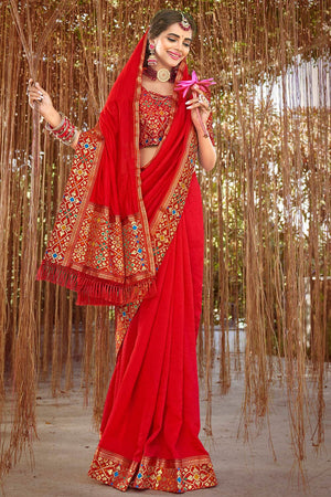 Crimson Red South Silk Saree