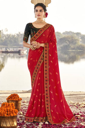 Crimson Red South Silk Saree