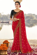 red south silk saree'