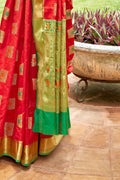 South Silk Saree Crimson Red Zari Woven South Silk Saree saree online